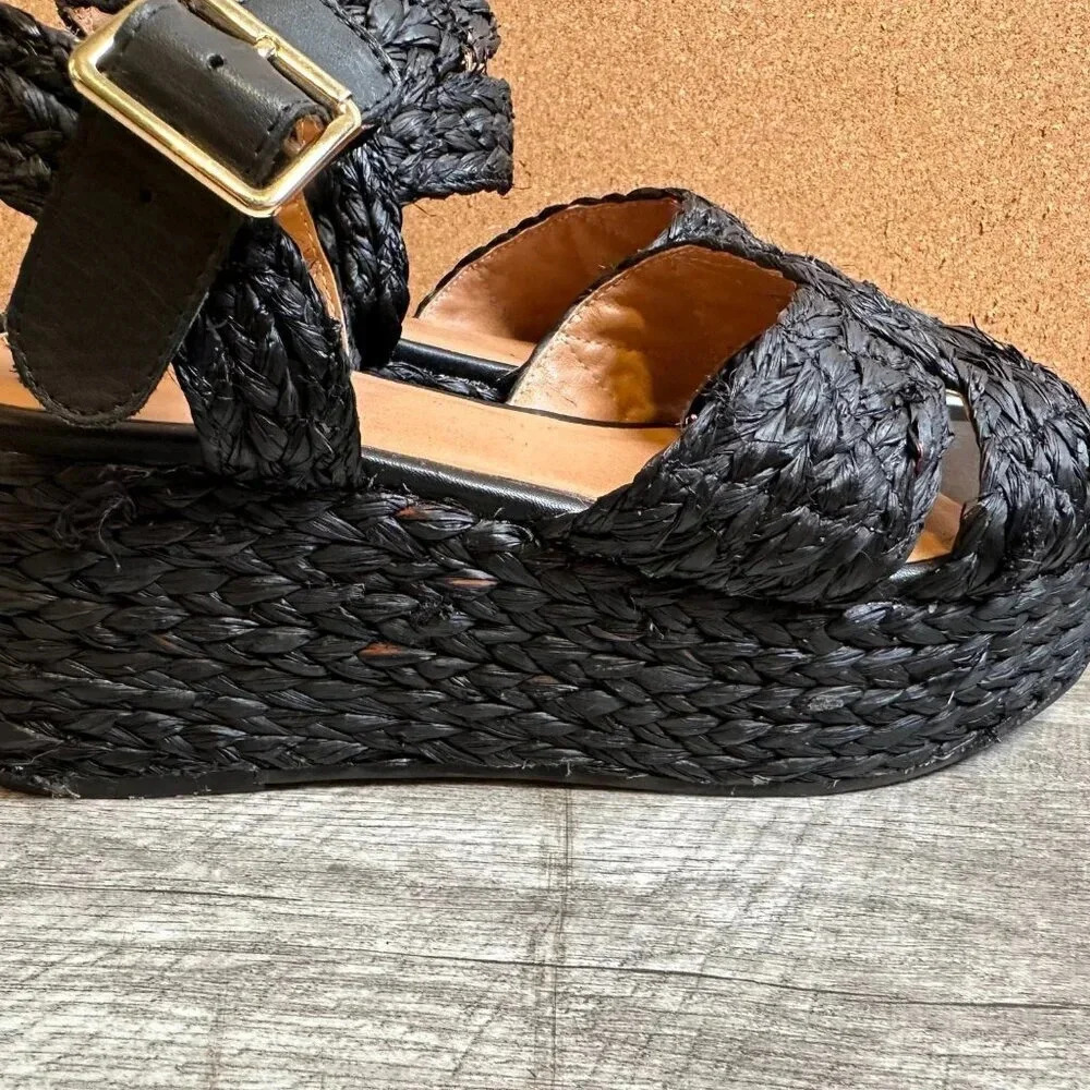 Seychelles Women's Glistening Platform Raffia Sandal in Black Size 9.5 - Picture 5 of 6